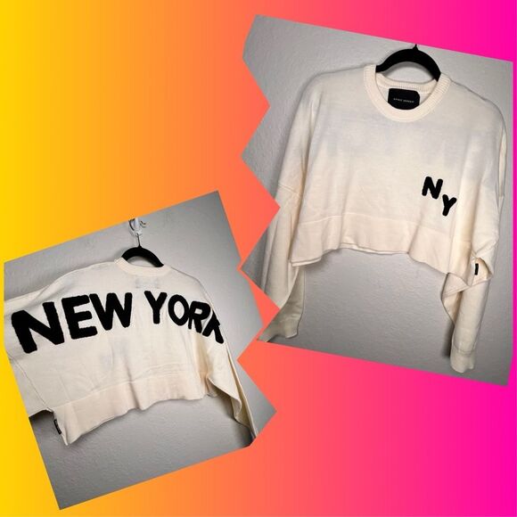 SPIRIT JERSEY “New York” cropped sweater 🖤 NWOT  small - Picture 1 of 4